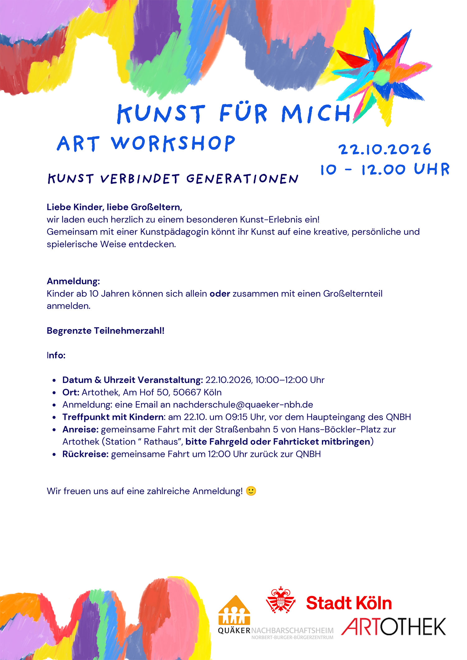 Flyer Kunstworkshop Artothek